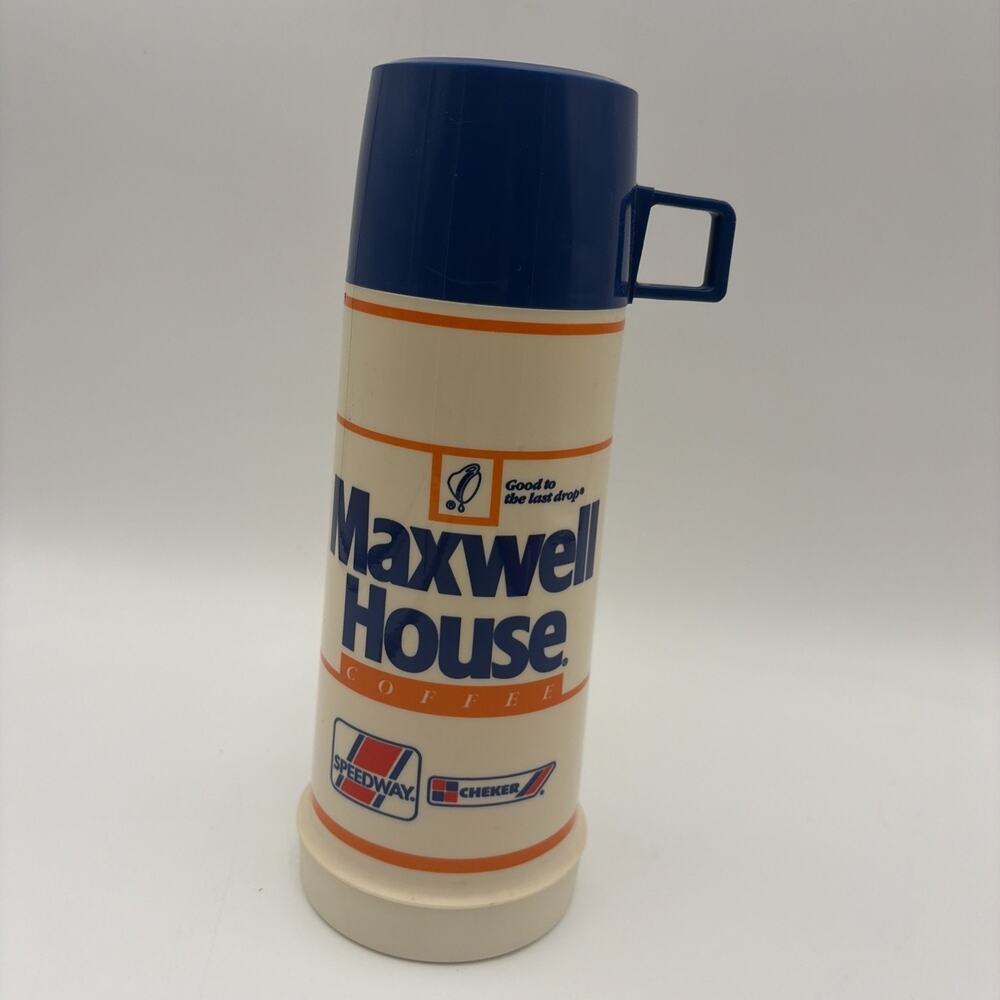 Vintage Maxwell House Coffee Thermos 1980'S Retro Advertising Mug Decor Speedway